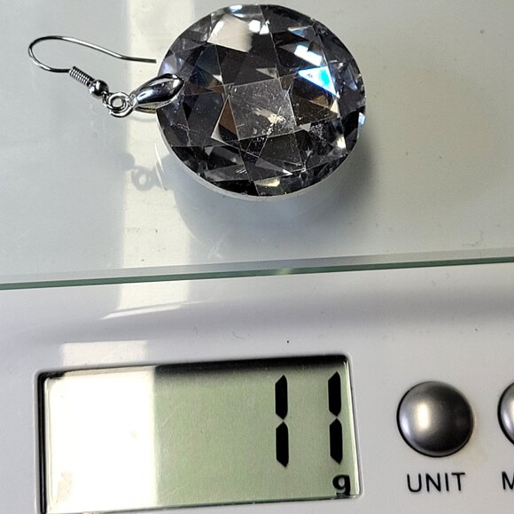 Large Round Crystal Drop Dangle Earrings - Picture 5 of 5